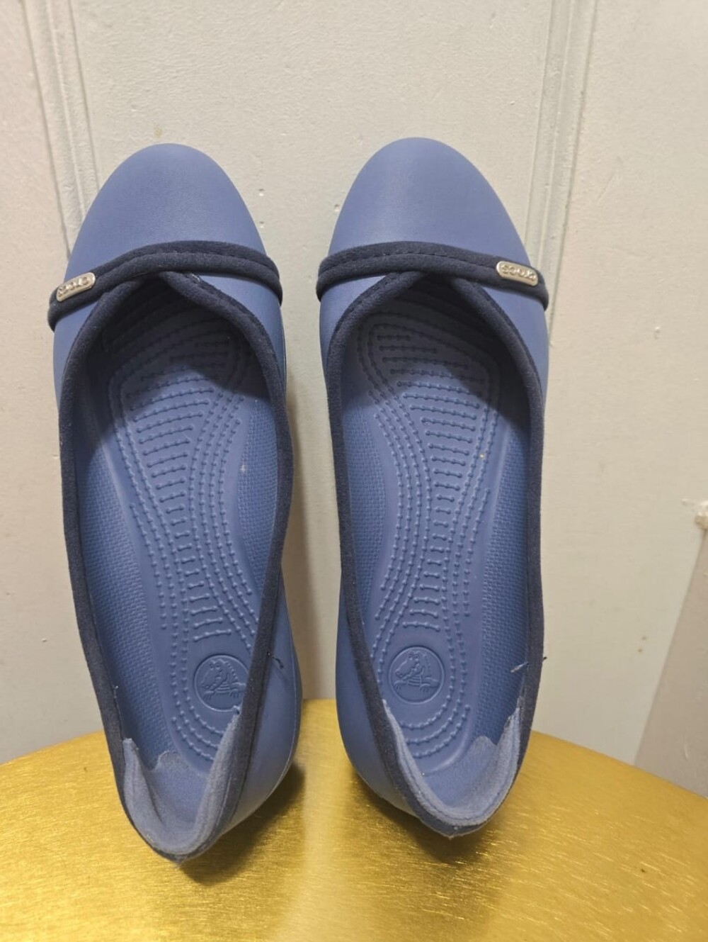 Crocs Women's Flat Ballet Round Toe Slip On Casual Comfort Blue Shoe Sz 7 - Picture 2 of 6